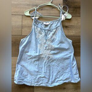 Vineyard Vines Light Blue or Chambray Embroidered Tie with Tassel Tank Top